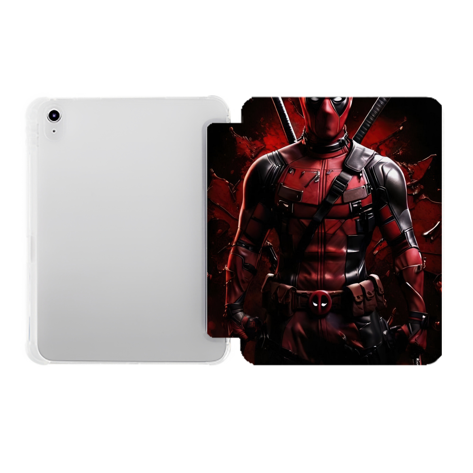 （画像用） Deadpool デッドプール IPad ケース ペン収納付き 三つ折りスタンド PUレザー×シリコン 対応機種9.5/10.5/10.9インチ